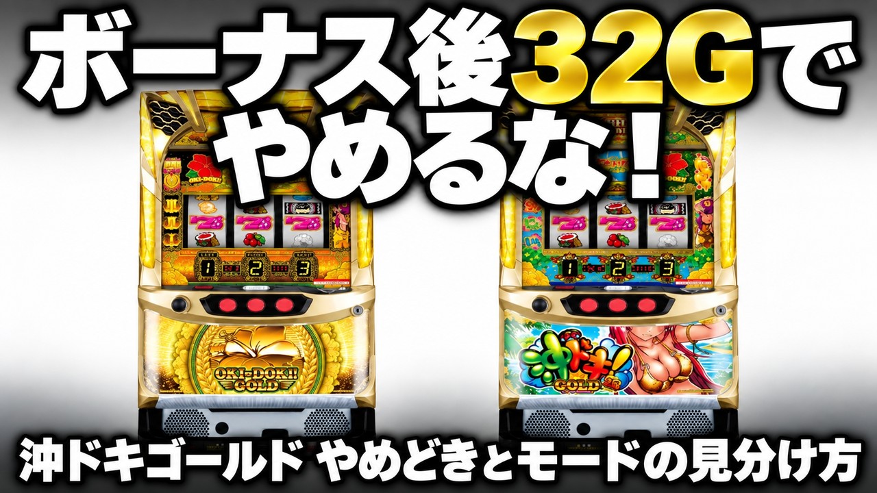 沖ドキゴールドのやめどきはボーナス後32G！モード・ハイビスカス点滅・天井で「やめていい台」を見分ける